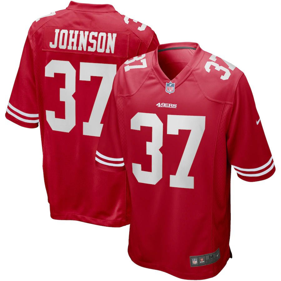 Men San Francisco 49ers #37 Jimmy Johnson Nike Scarlet Game Retired Player NFL Jersey